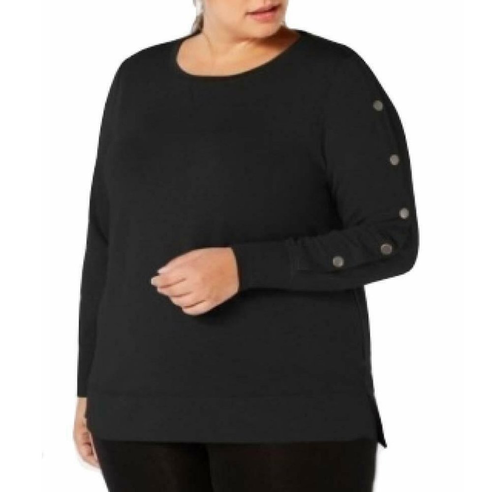 Ideology Womens Snap-Sleeve Top